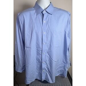 BONOBOS Men's Wrinkle-free Standard Fit Shirt in Blue Navy Dots 16.5 Long Sleeve